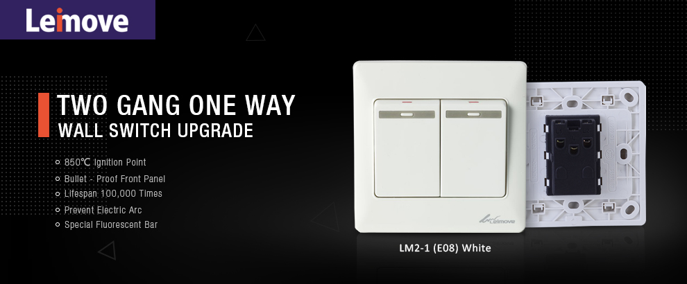 Leimove-10a Two Gang One Way Switch White | Leimove Ling Tong Series